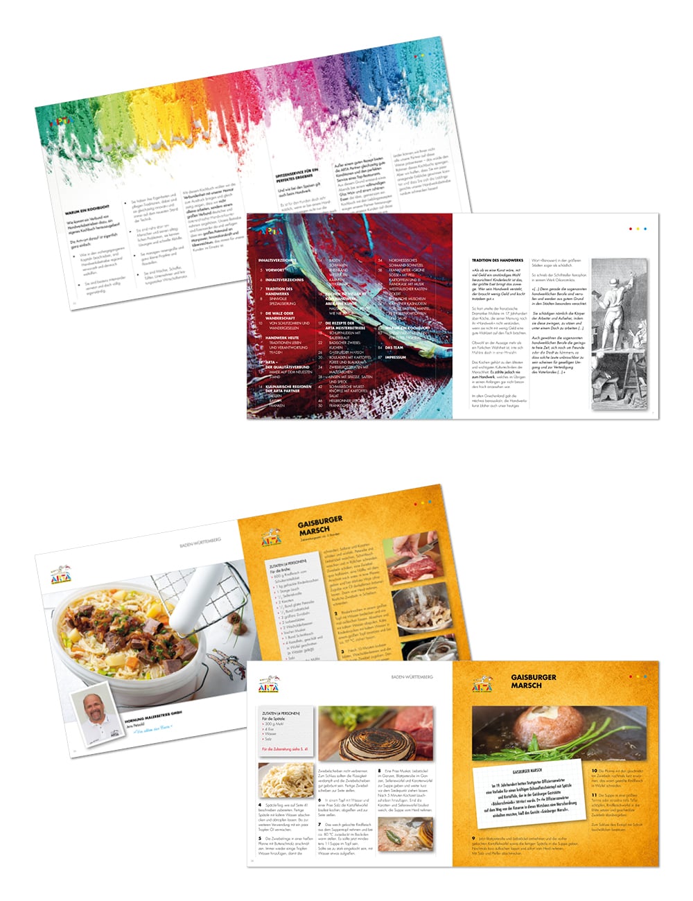 Kochbuch Design ARTA Handwerk Konzept Inhaltsseiten