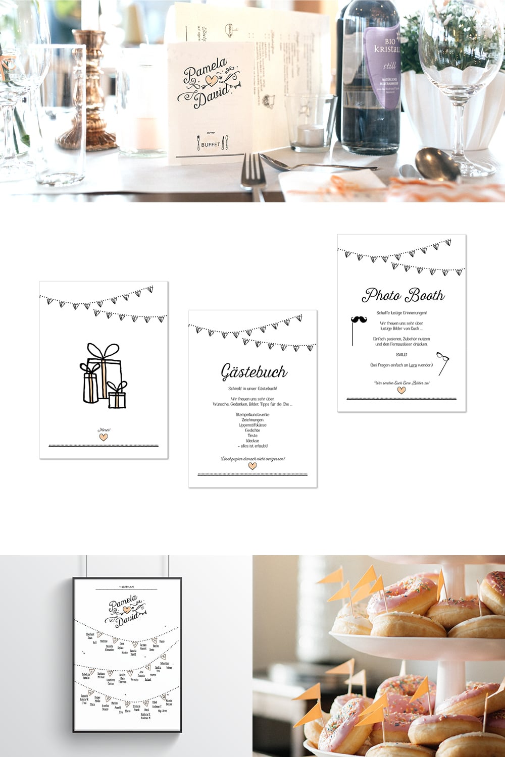 Hochzeit Tischdekoration Event Papeterie Logo Einladung Plakate